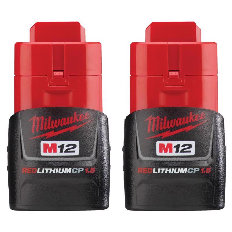 Milwaukee M12 RedLithium CP 1.5 Ah Lithium-Ion Compact Battery Combo Pack 2 pc