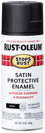 Rust-Oleum 7777830 Rust Preventative Spray Paint, Low Satin, Black, 12 oz Can