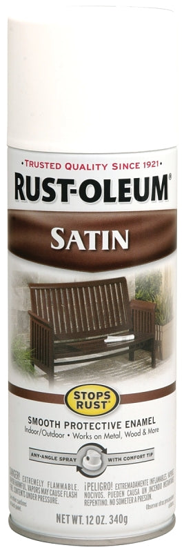 Rust-Oleum 7791830 Rust Preventative Spray Paint, Low Satin, White, 12 oz Can