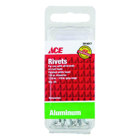 Ace 1/8 in. D X 1/8 in. Aluminum Rivets White 25 pk, Pack of 10