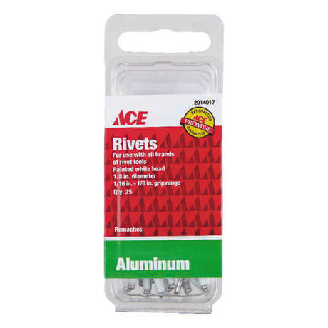 Ace 1/8 in. D X 1/8 in. Aluminum Rivets White 25 pk, Pack of 10