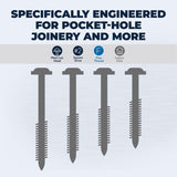 Kreg No. 7 X 1-1/2 in. L Square Zinc-Plated Fine Pocket-Hole Screw 500 pk
