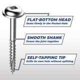 Kreg No. 7 X 1-1/2 in. L Square Zinc-Plated Fine Pocket-Hole Screw 500 pk