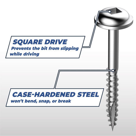 Kreg No. 7 X 1-1/2 in. L Square Zinc-Plated Fine Pocket-Hole Screw 500 pk