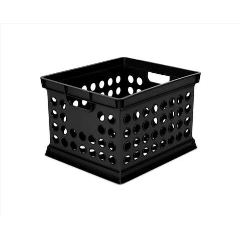 Sterilite Black Crate 10.62 in. H X 15.62 in. W X 13.75 in. D Stackable, Pack of 6