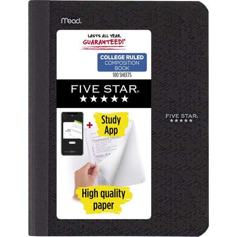 Five Star 7.50 in. W X 9.75 in. L College Ruled Double Stitched Assorted Composition Book