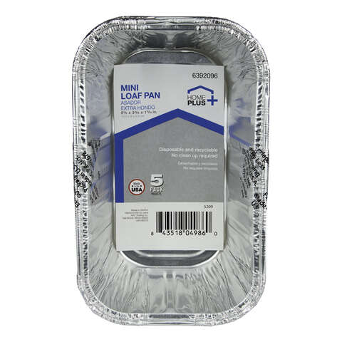 Home Plus Durable Foil 3-3/16 in. W X 5-5/8 in. L Mini Loaf Pan Silver 5 pk, Pack of 12