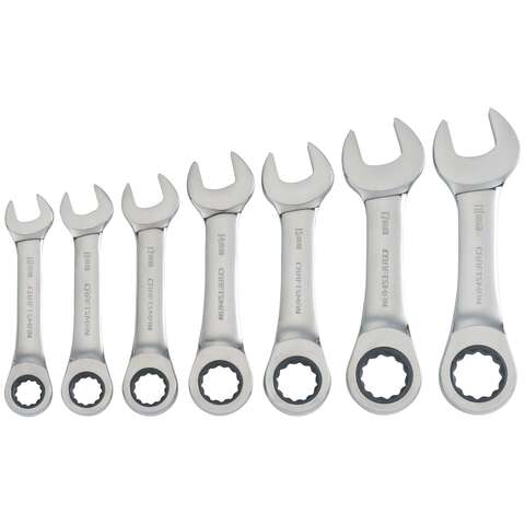 Craftsman Metric Stubby Ratcheting Combination Wrench Set 7 pc