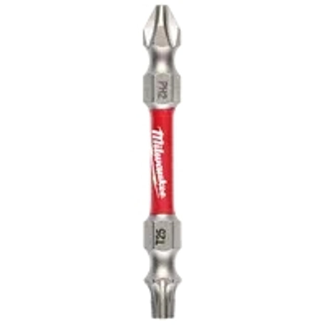 Milwaukee SHOCKWAVE 48-32-4312 Power Bit, #2, T25 Drive, Phillips, Torx Drive, 1/4 in Shank, Hex Shank, 2-3/8 in L