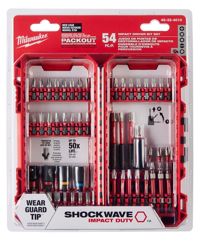 Milwaukee SHOCKWAVE Impact Duty Series 48-32-4010 Driver Bit Set, 54-Piece, All-Purpose, Alloy Steel