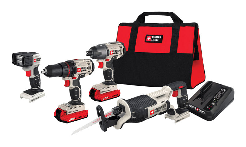 Porter Cable 20V Cordless Brushed 4 Tool Combo Kit