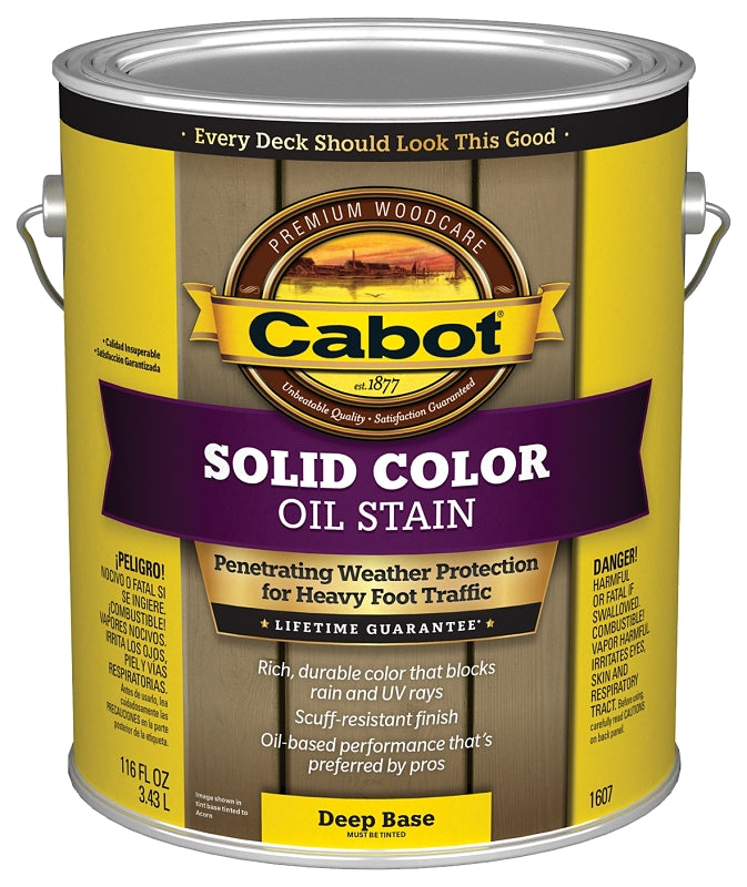 Cabot 140.0001607.007 Solid Stain, Opaque, Deep Base, Liquid, 1 gal, Pack of 4