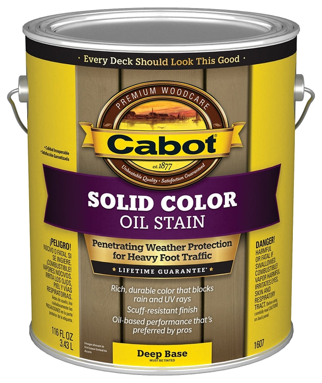 Cabot 140.0001607.007 Solid Stain, Opaque, Deep Base, Liquid, 1 gal, Pack of 4