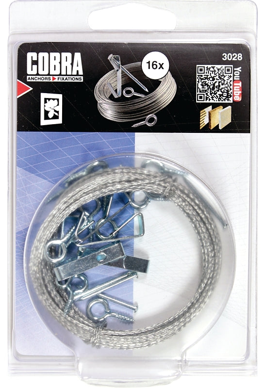Cobra Anchors 3028 Nail-In Hook Set, Includes: (16) Hooks, Wire and Screw Eyes