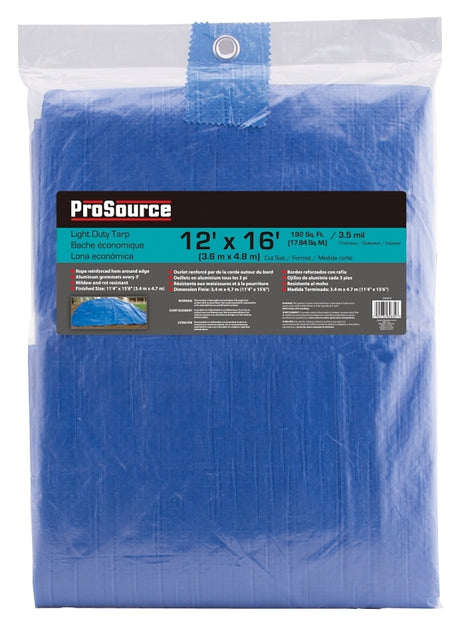 ProSource T1216BB70 Tarpaulin, 16 ft L, 12 ft W, 3.5 mil Thick, Polyethylene, Blue