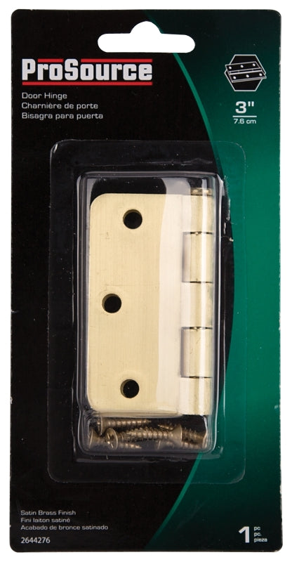 ProSource BH-BR01-PS Door Hinge, Steel, Satin Brass, Loose Pin, 180 deg Range of Motion, Screw Mounting
