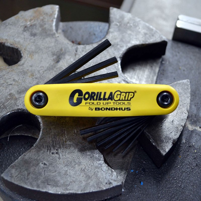 Bondhus 14591 Hex Key Fold Up Tool, 9-Piece, Protanium Steel, ProGuard, Specifications: SAE Measurement