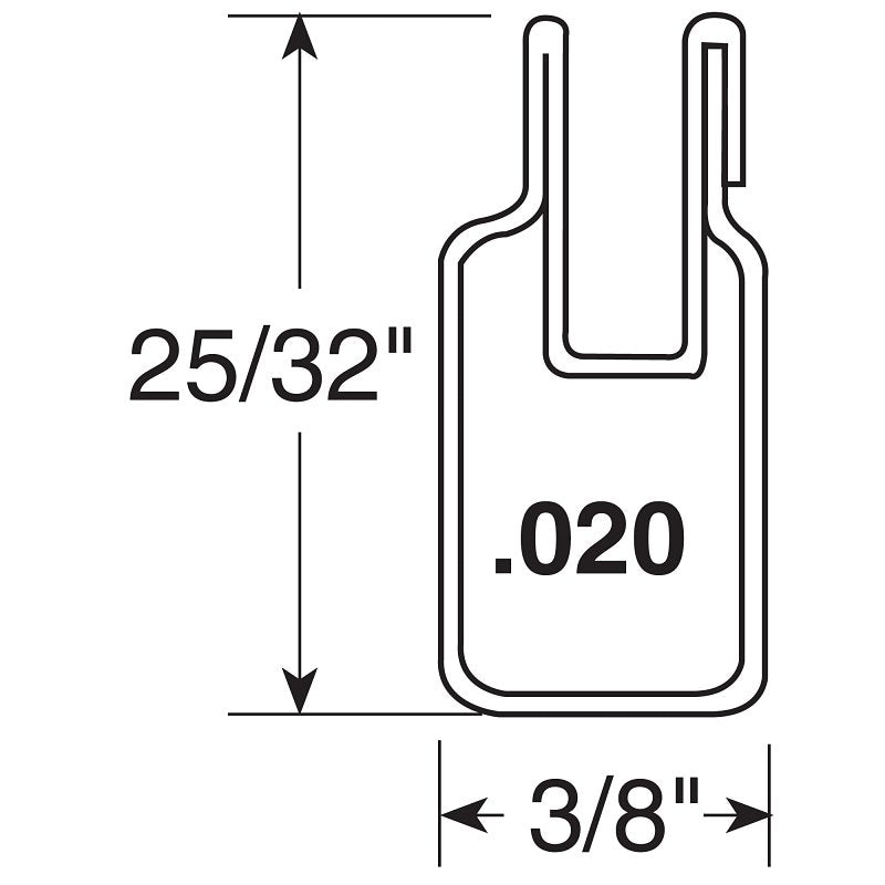 Make-2-Fit PL-14157 Window Frame, 3/8 in W, 4.437 in H, 94 in L, Aluminum, White, Pack of 12