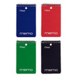 Mead 3 in. W X 5 in. L Wide Ruled Spiral Assorted Memo Book, Pack of 12