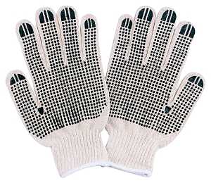 Diamondback FO809PVD2 Knitted Work Gloves with PVC Dots, One-Size, Ribbed Knit Wrist, 60% Cotton 40% Polyester, Natural White