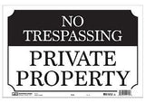 Hy-Ko SS-60 Property Sign, NO TRESPASSING PRIVATE PROPERTY, Black/White Legend, Black/White Background, Aluminum, Pack of 12