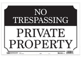 Hy-Ko SS-60 Property Sign, NO TRESPASSING PRIVATE PROPERTY, Black/White Legend, Black/White Background, Aluminum, Pack of 12