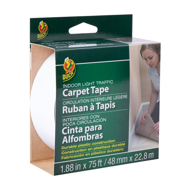 Duck 286377 Carpet Tape, Double Side, Light Traffic, 75 ft L, 1.88 in W, White
