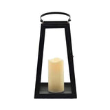 Smart Living 13 in. One Mantle Glass/Metal Triangular Black LED Candle Lantern, Pack of 2