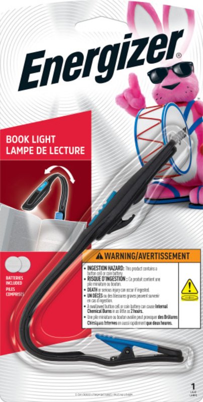 Energizer FNL2BU1CS Clip Light, CR2032 Battery, LED Lamp, 14 Lumens, 7 m Beam Distance, 30 hr Run Time, Black/Yellow