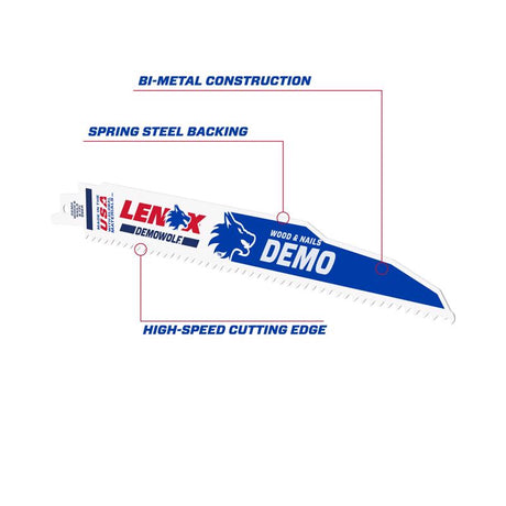 Lenox DEMOWOLF 9 in. Bi-Metal Reciprocating Saw Blade 6 TPI 25 pk