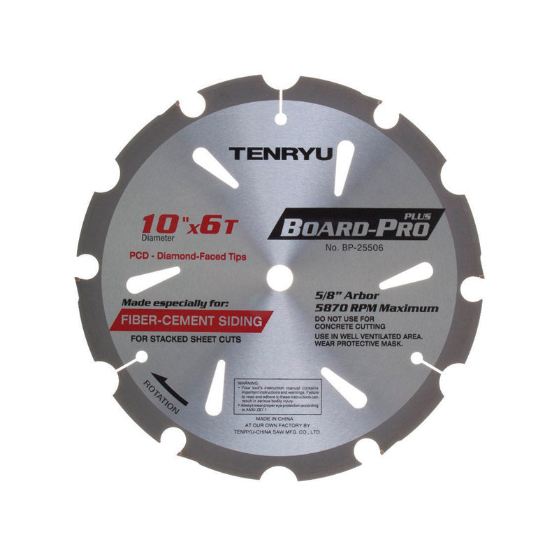 Tenryu Board-Pro Plus 10 in. D X 5/8 in. Board Pro Polycrystalline Diamond Saw Blade 6 teeth 1 pc
