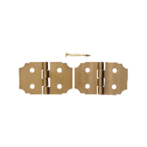 Ace 5/8 in. W X 1 in. L Polished Brass Brass Decorative Hinge 2 pk