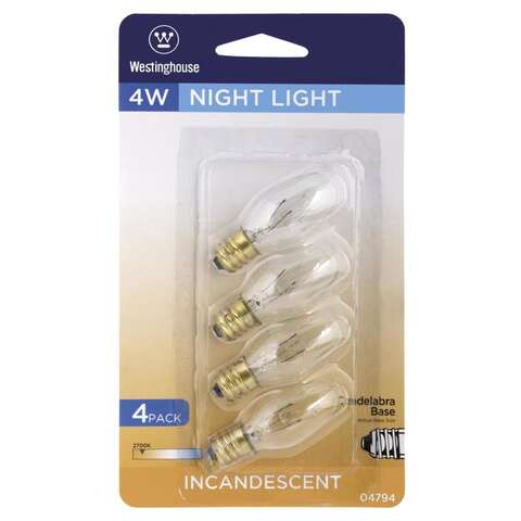 Westinghouse 4 W C7 Specialty Incandescent Bulb E12 (Candelabra) White 4 pk