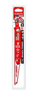 Diablo DS0909CGP3 Series Reciprocating Saw Blade, Applicable Materials: Metal, Plastic, Wood, 9 in L, 6/9 TPI, 3/PK