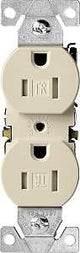 Eaton Wiring Devices TR270V Duplex Receptacle, 2 -Pole, 15 A, 125 V, Push, Side Wiring, NEMA: 5-15R, Ivory