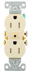 Eaton Wiring Devices TR270LA Duplex Receptacle, PVC, Light Almond, 2-Pole, 3-Wire, 125 V, Push-in, Side Wiring, Pack of 10