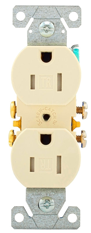 Eaton Wiring Devices TR270LA-BOX Duplex Receptacle, PVC, Light Almond, 2-Pole, 15 A, 125 V, 3-Wire