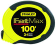 STANLEY 34-130 Measuring Tape, 100 ft L Blade, 3/8 in W Blade, Stainless Steel Blade, ABS Case, Black/Yellow Case