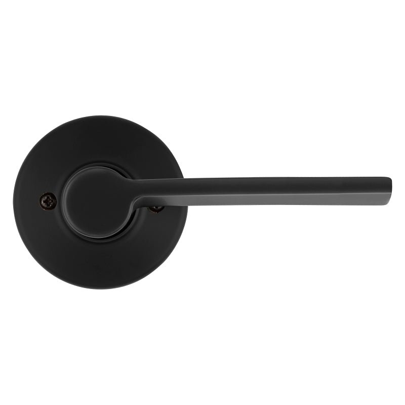 Kwikset 200LRL RDT 514 CP Round Rose Passage Door Lock, Lever Handle, Zinc, Matte Black, 2-3/8 to 2-3/4 in Backset