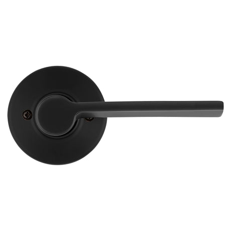 Kwikset 200LRL RDT 514 CP Round Rose Passage Door Lock, Lever Handle, Zinc, Matte Black, 2-3/8 to 2-3/4 in Backset
