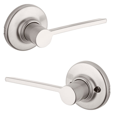 Kwikset 200LRL 15 CP V1 Passage Lever, Satin Nickel, Zinc, Residential, Reversible Hand, 3 Grade