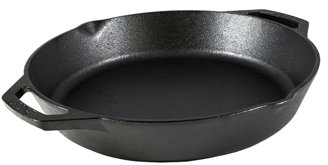 Lodge L10SKL Pan, 12 in Dia, Cast Iron, Black, Seasoned, Dual Handle