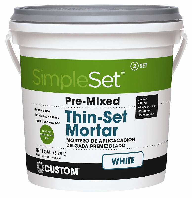 Custom STTSW1-2 Pre-Mixed Thin-Set Mortar, White, Paste, 1 gal Pail, Pack of 2