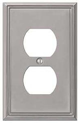 AmerTac Metro Line 77DBN Outlet Wallplate, 4-7/8 in L, 3 in W, 1 -Gang, Metal, Brushed Nickel, Wall Mounting