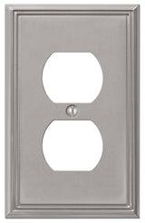 AmerTac Metro Line 77DBN Outlet Wallplate, 4-7/8 in L, 3 in W, 1 -Gang, Metal, Brushed Nickel, Wall Mounting