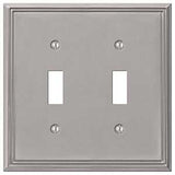 Amerelle 77TTBN Wallplate, 4-3/4 in L, 4-3/4 in W, 2 -Gang, Metal, Brushed Nickel