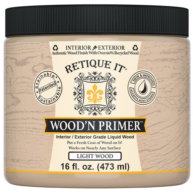 Retique It Wood'n RQ-WNP16-LITE-R10 Primer, Light Wood, 16 oz