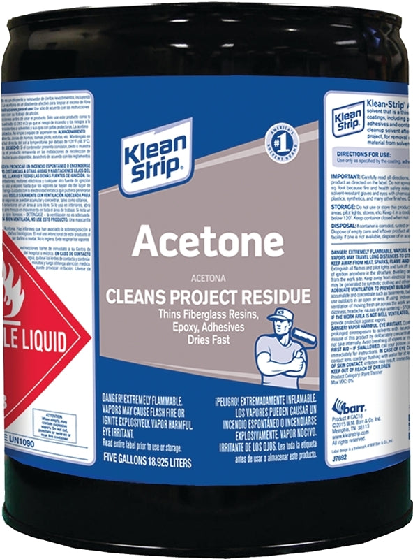 Klean Strip CAC18 Paint Thinner, Liquid, Characteristic Ketone, Sweet Pungent, Clear, 5 gal Can