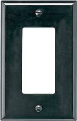 Eaton Wiring Devices PJ26BK Wallplate, Decorative, 4-7/8 in L, 3-1/8 in W, 1-Gang, Polycarbonate, Black, High-Gloss