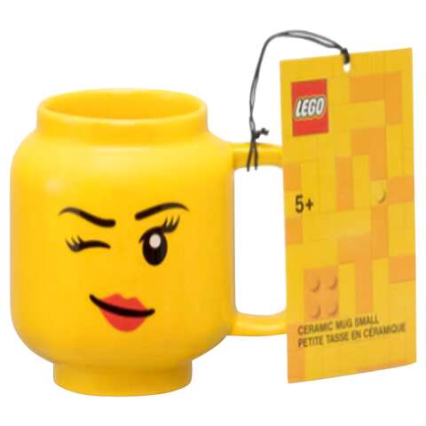 LEGO 7.6 oz Yellow BPA Free Winking Girl Mug, Pack of 8